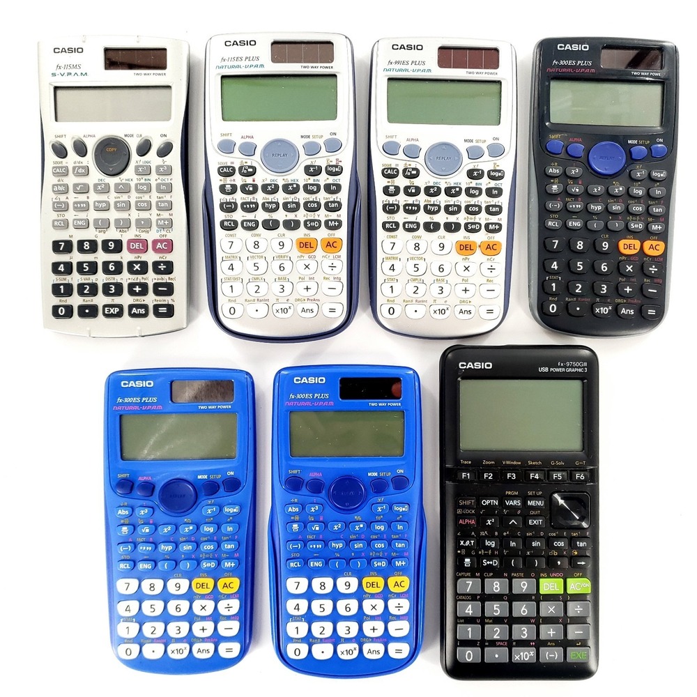 Casio Calculator Lot Of 7 FX-115MS FX-991EX FX-300ES FX-9750GIII Tested & Works